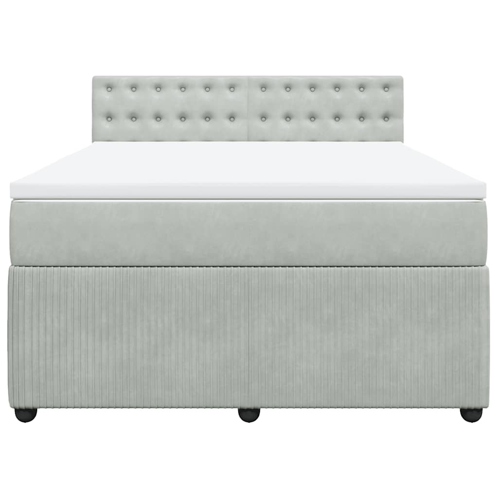 vidaXL Boxspring met matras fluweel lichtgrijs 160x200 cm grijs, foto 4