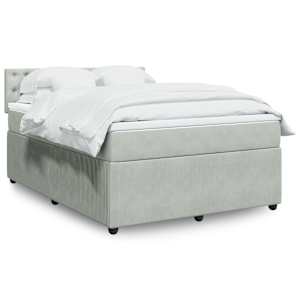 Box spring postelja z vzmetnico svetlo siva 160x200 cm žamet