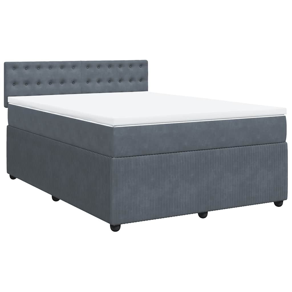 vidaXL Boxspring met matras fluweel donkergrijs 160x200 cm grijs, foto 3