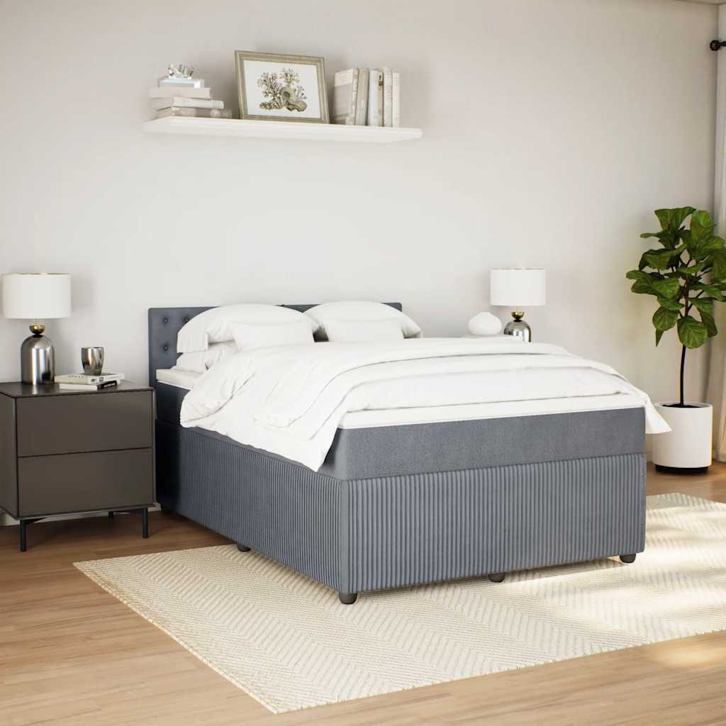 vidaXL Boxspring met matras fluweel donkergrijs 160x200 cm afbeelding