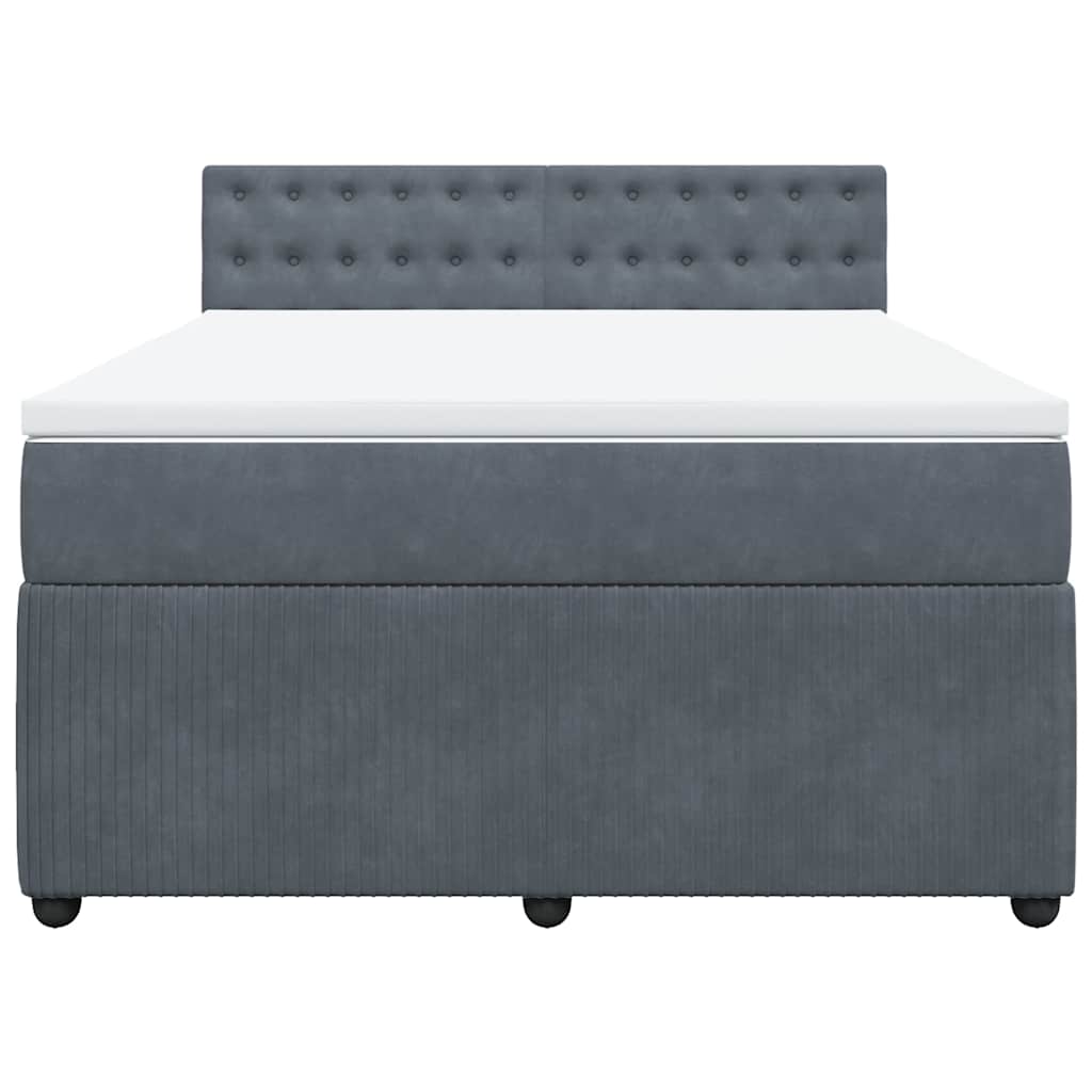 vidaXL Boxspring met matras fluweel donkergrijs 160x200 cm grijs, foto 4