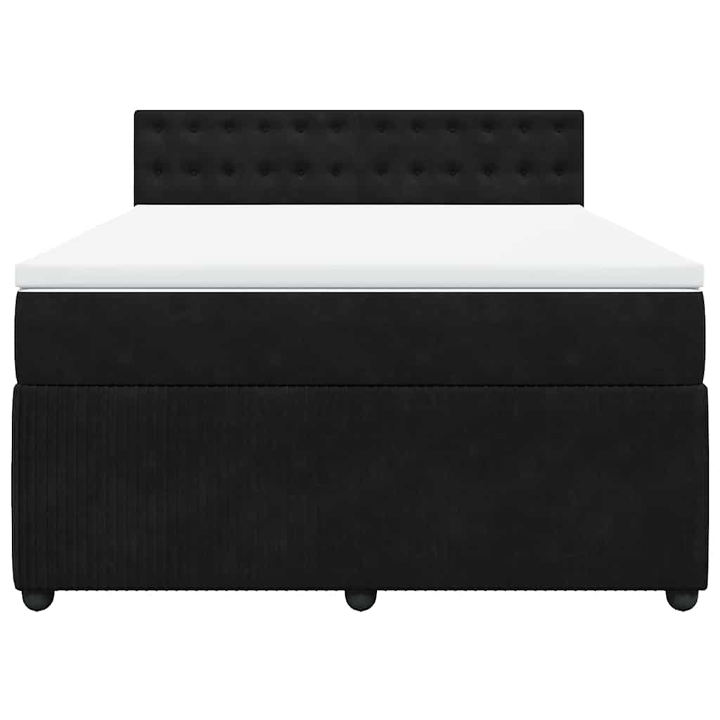 vidaXL Boxspring met matras fluweel zwart 160x200 cm, foto 4