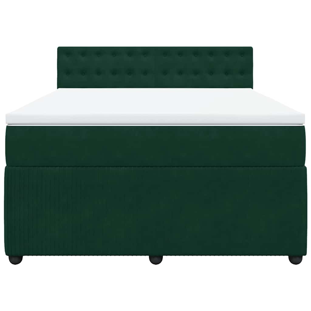 vidaXL Boxspring met matras fluweel donkergroen 160x200 cm groen, foto 4
