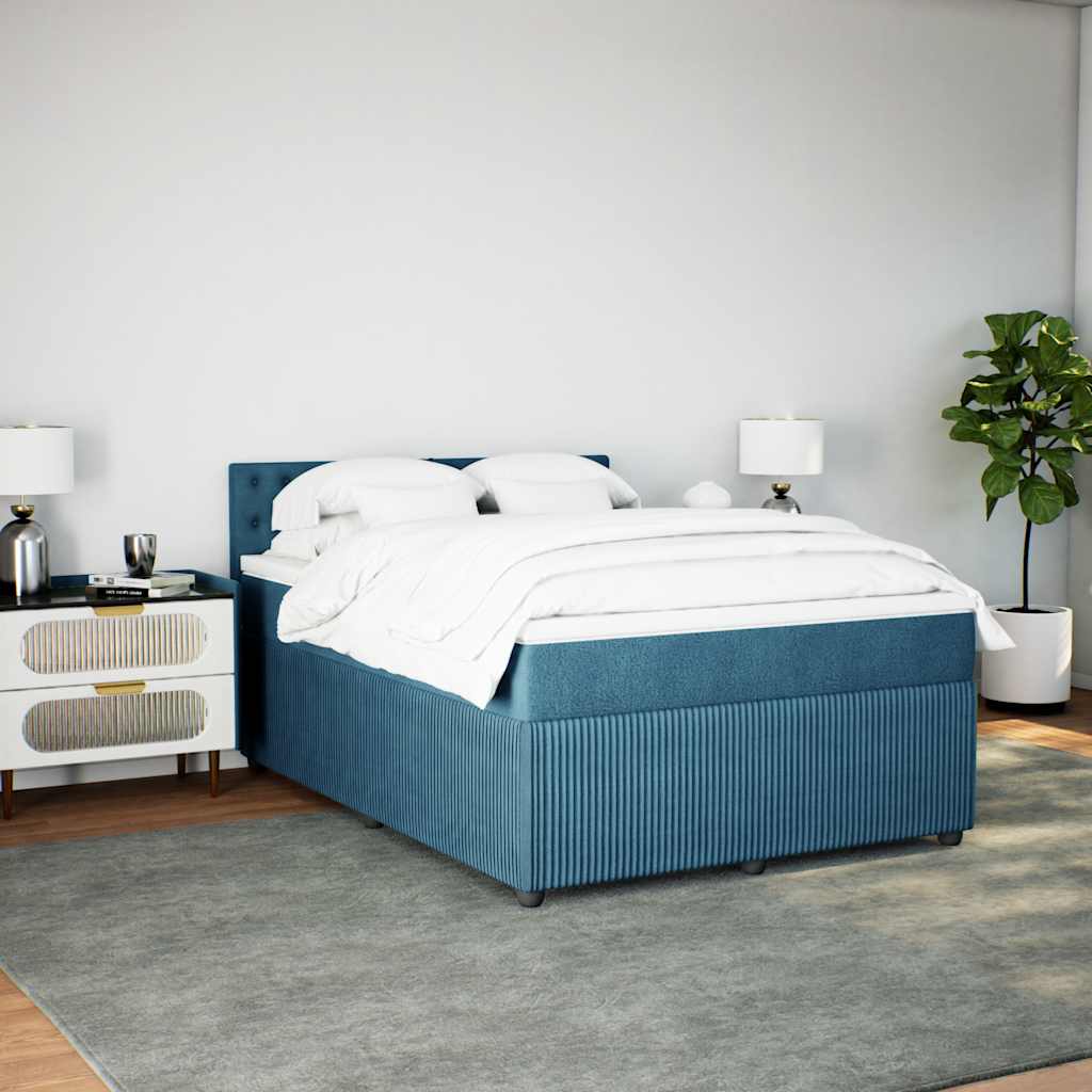 Thumbnail - vidaXL Boxspringbett mit Matratze Blau 160x200 cm Samt