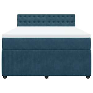 Box spring postel s matrací modrá 160 x 200 cm samet - obrázek 4