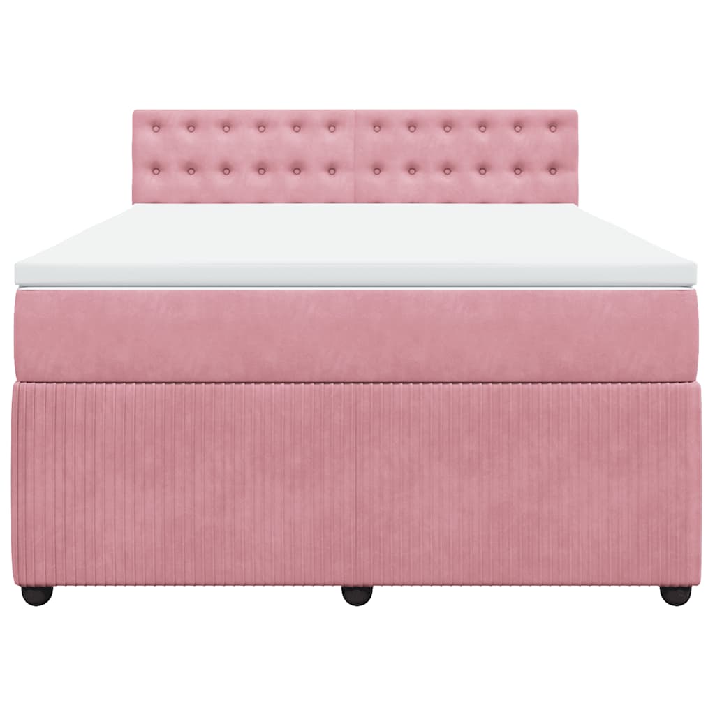 vidaXL Boxspring met matras fluweel roze 160x200 cm, foto 4