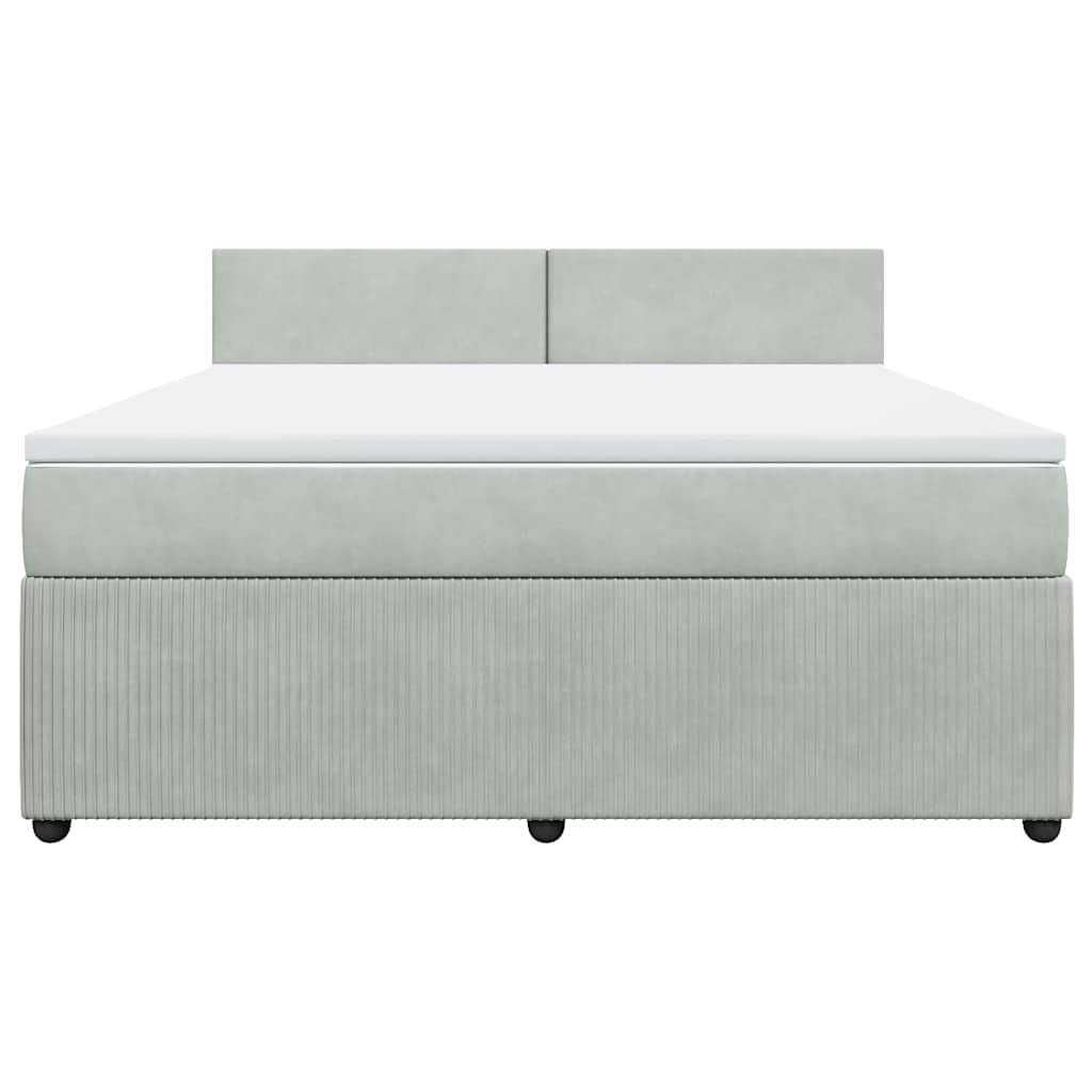 vidaXL Boxspring met matras fluweel lichtgrijs 180x200 cm grijs, foto 4