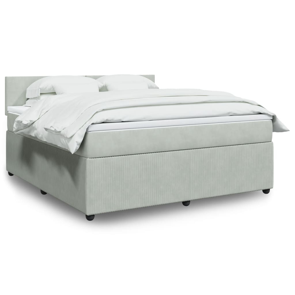 Boxspringbett mit Matratze Hellgrau 180×200 cm Samt