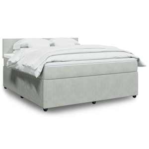 Box spring postelja z vzmetnico svetlo siva 180x200 cm žamet