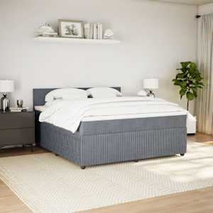 Box spring postel s matrací tmavě šedá 180x200 cm samet - obrázek 3