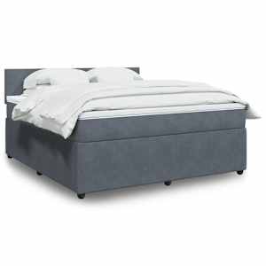 Box spring postelja z vzmetnico temno siva 180x200 cm žamet