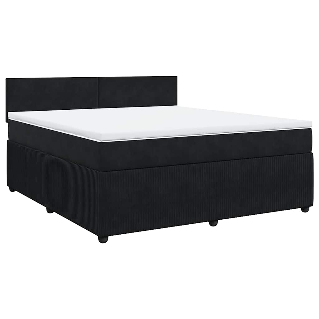 vidaXL Box spring postel s matrací černá 180x200 cm samet