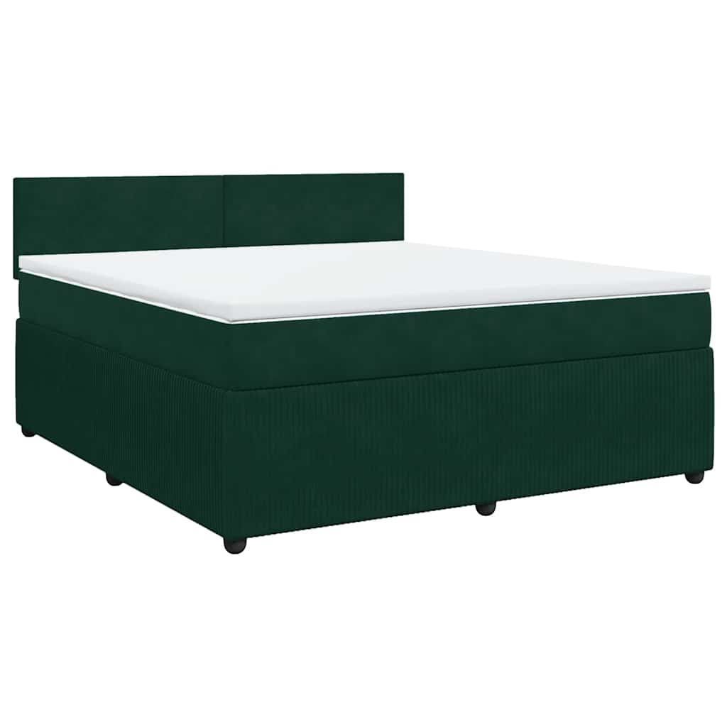 vidaXL Boxspring met matras fluweel donkergroen 180x200 cm groen, foto 3