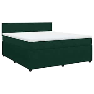 Box spring postel s matrací tmavě zelená 180x200 cm samet - obrázek 2