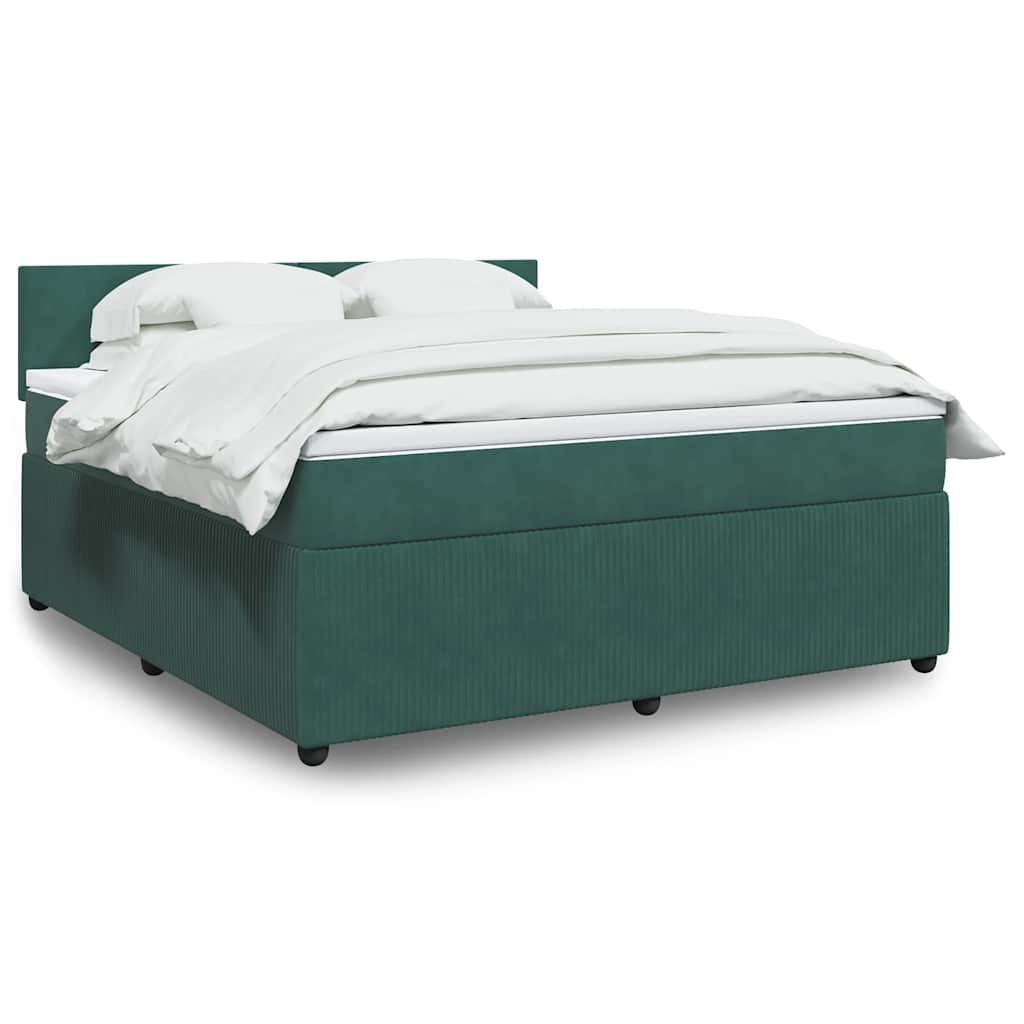 vidaXL Pat box spring cu saltea, verde închis, 180x200 cm, catifea