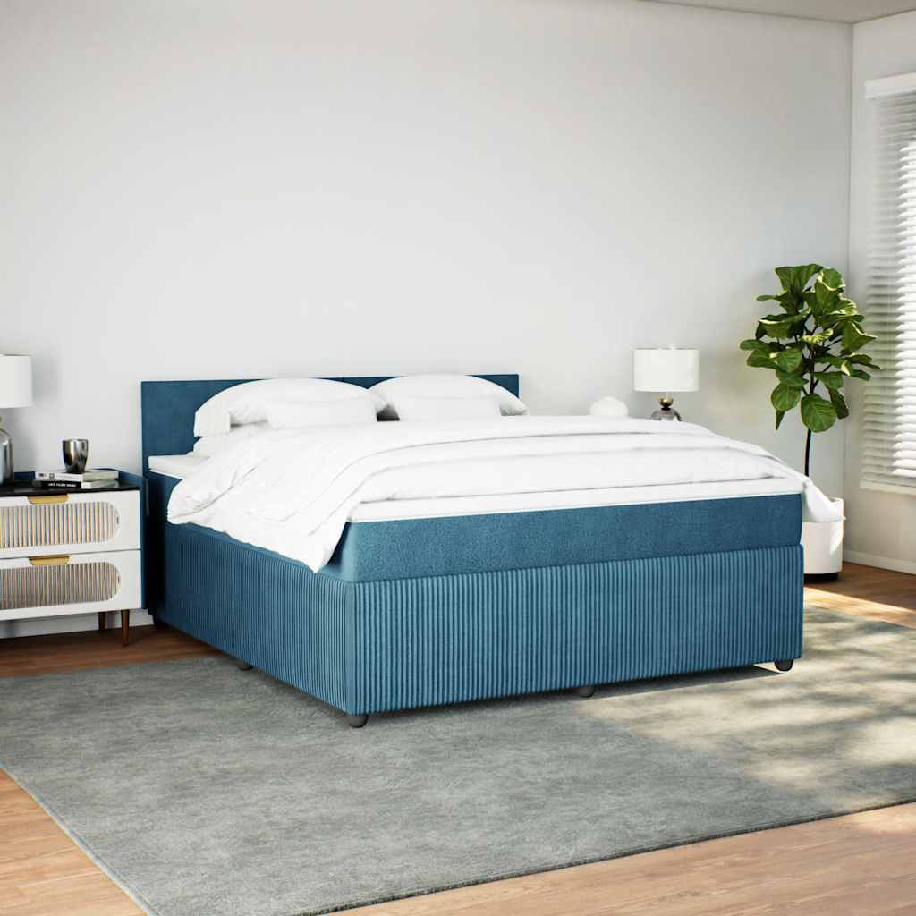 Thumbnail - vidaXL Boxspringbett mit Matratze Blau 180x200 cm Samt