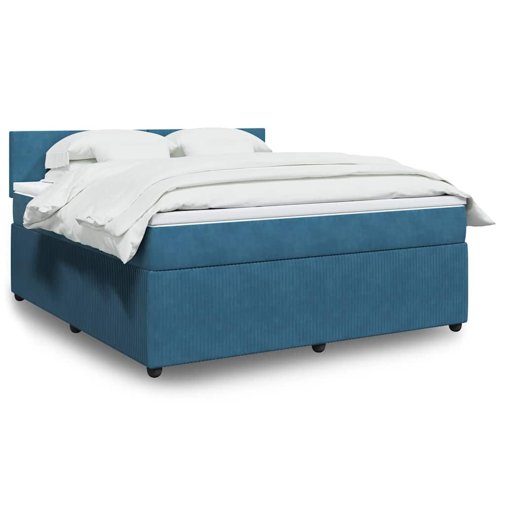 vidaXL Boxspringbett mit Matratze Blau 180x200 cm Samt