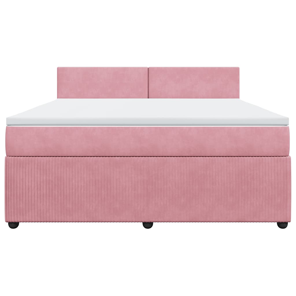 vidaXL Boxspring met matras fluweel roze 180x200 cm, foto 4