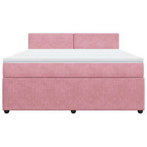 Box spring postel s matrací růžová 180x200 cm samet - obrázek 4