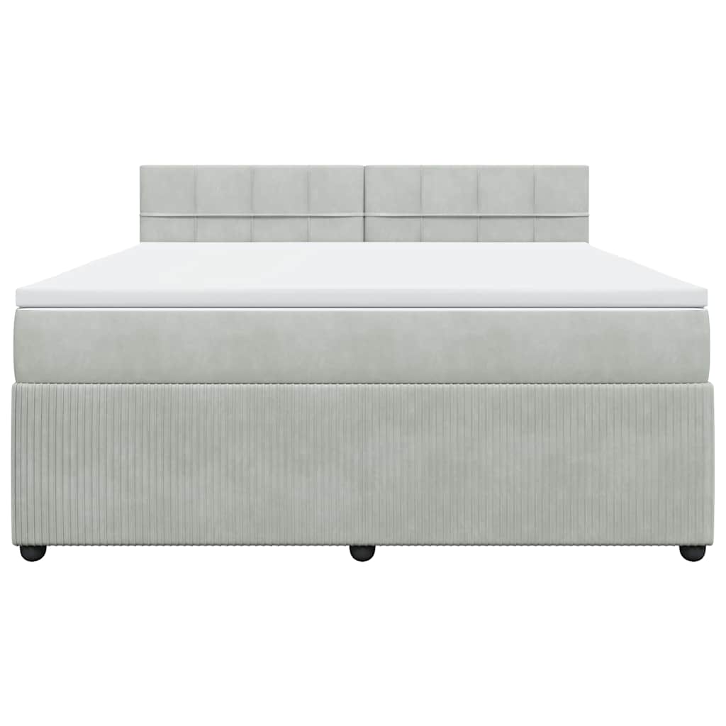 vidaXL Boxspring met matras fluweel lichtgrijs 180x200 cm grijs, foto 4