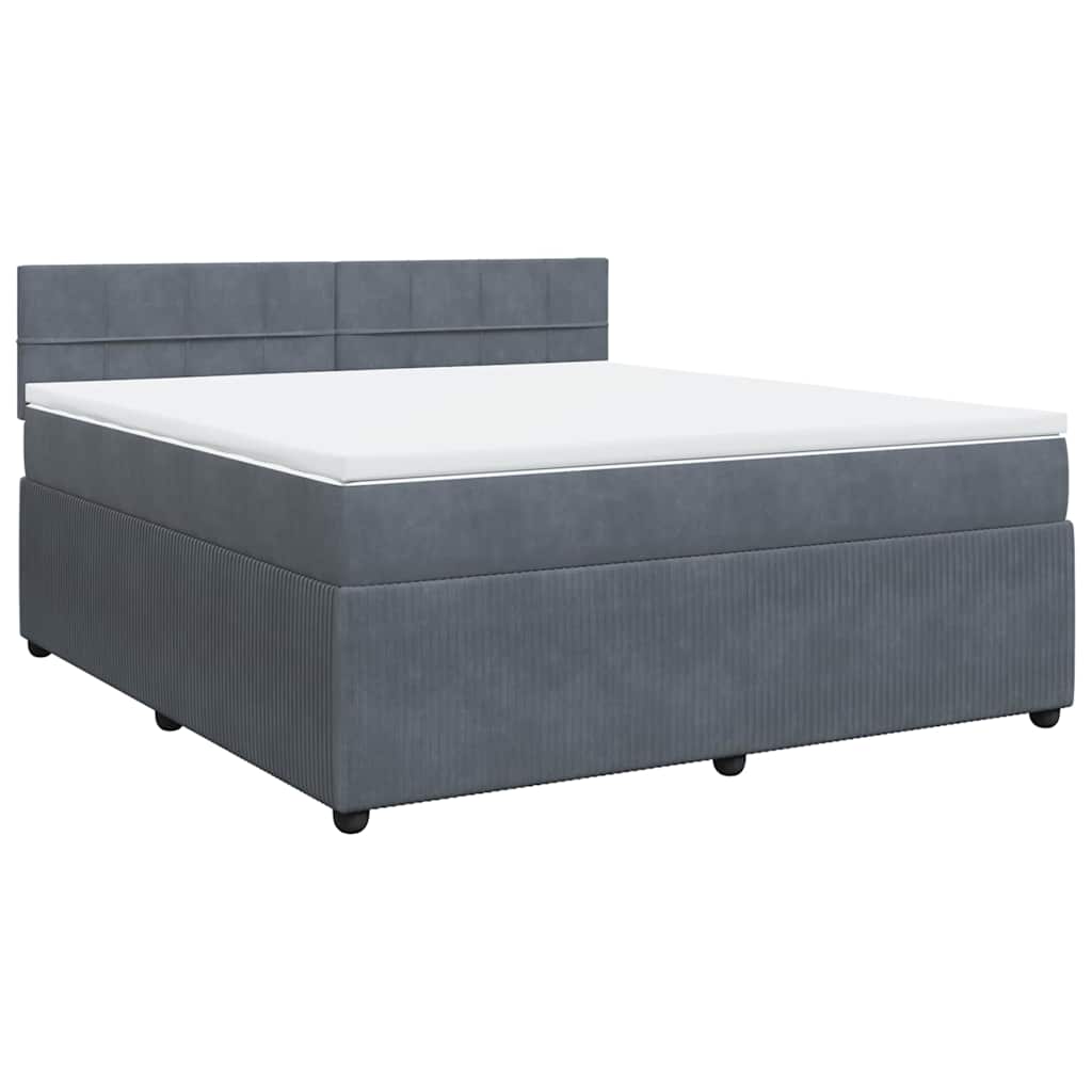 vidaXL Boxspring met matras fluweel donkergrijs 180x200 cm grijs, foto 3