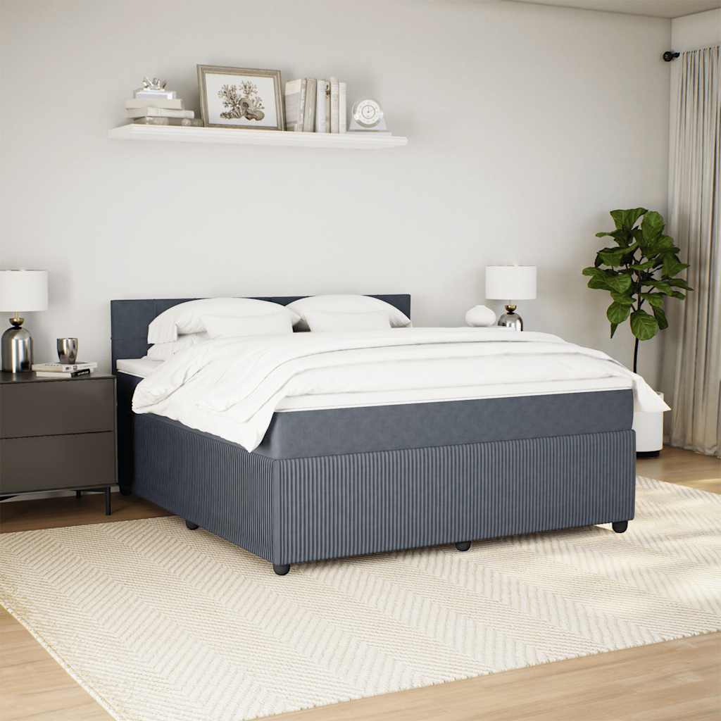 vidaXL Boxspring met matras fluweel donkergrijs 180x200 cm afbeelding