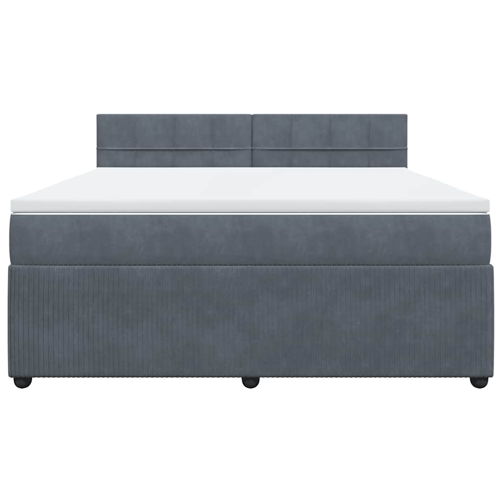 vidaXL Boxspring met matras fluweel donkergrijs 180x200 cm grijs, foto 4