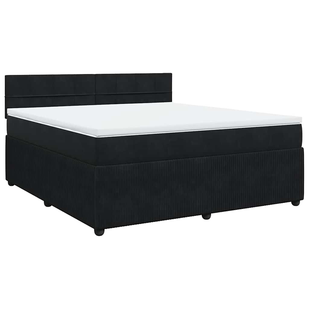 vidaXL Box spring postel s matrací černá 180x200 cm samet