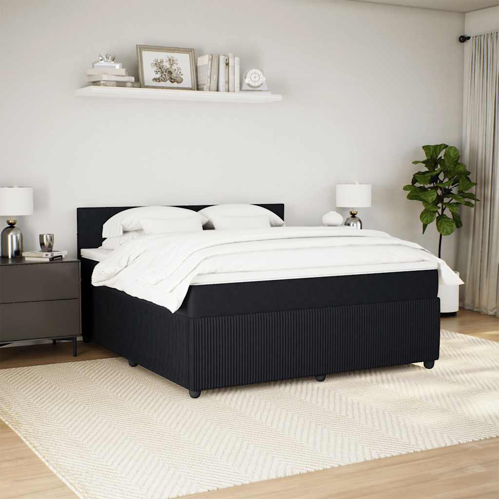 vidaXL Boxspring met matras fluweel zwart 180x200 cm afbeelding