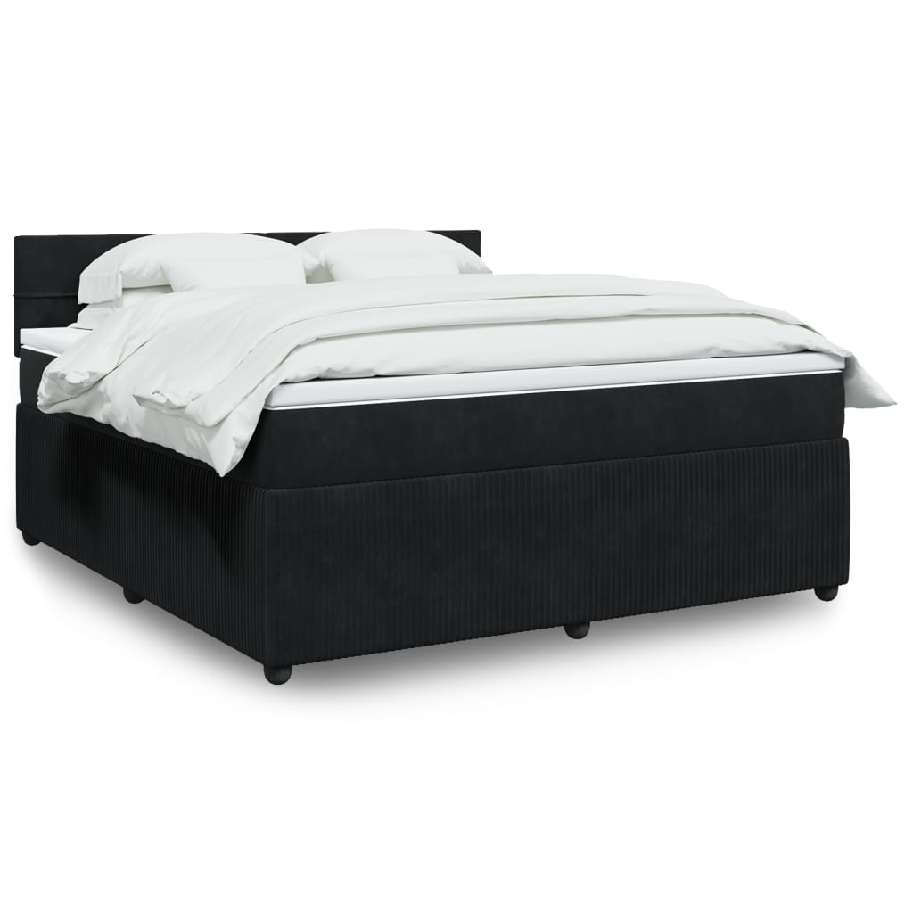 Boxspringbett mit Matratze Schwarz 180×200 cm Samt