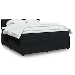 Box spring postelja z vzmetnico črna 180x200 cm žamet