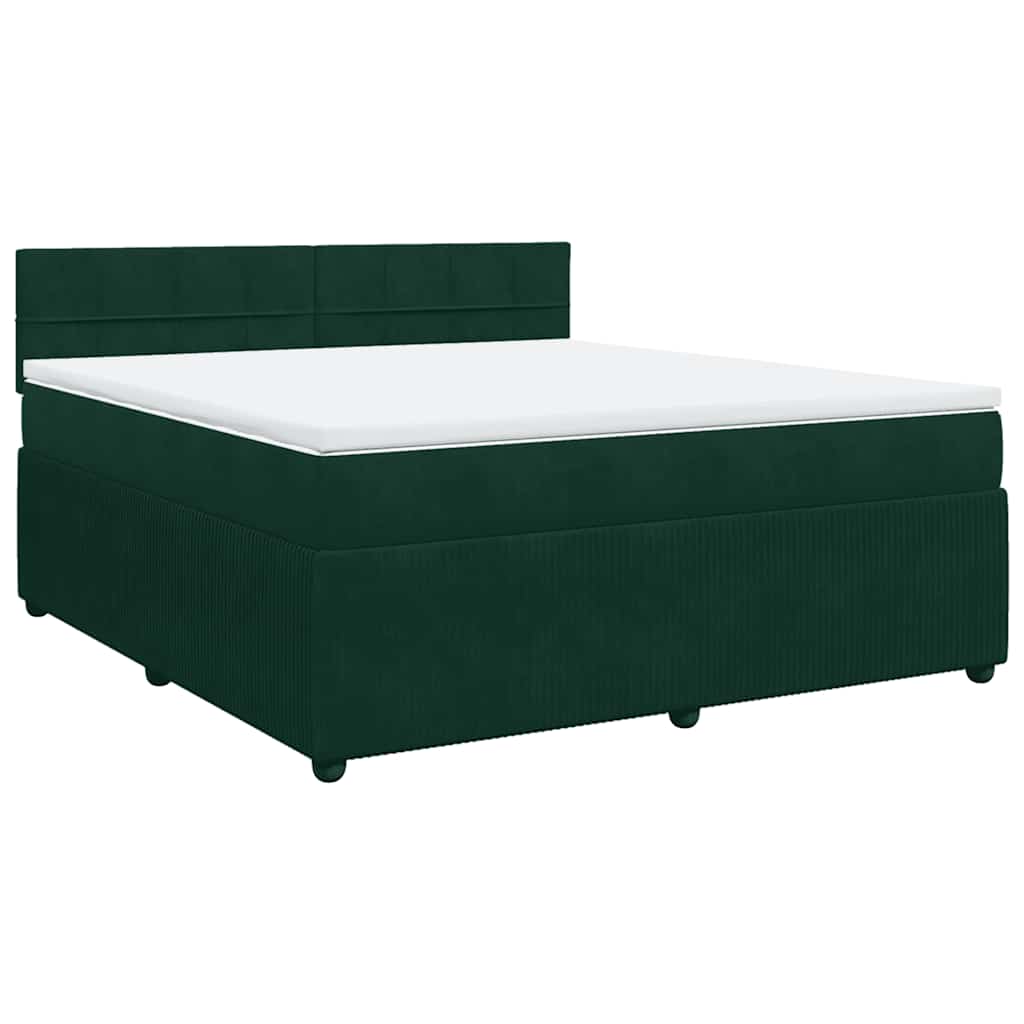 vidaXL Boxspring met matras fluweel donkergroen 180x200 cm groen, foto 3