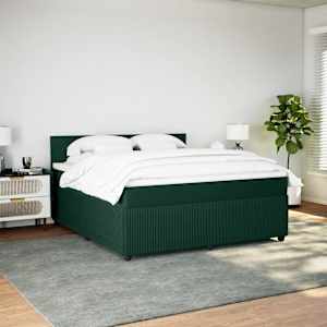 Box spring postel s matrací tmavě zelená 180x200 cm samet - obrázek 3