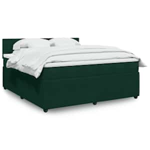 Box spring postel s matrací tmavě zelená 180x200 cm samet - obrázek 1