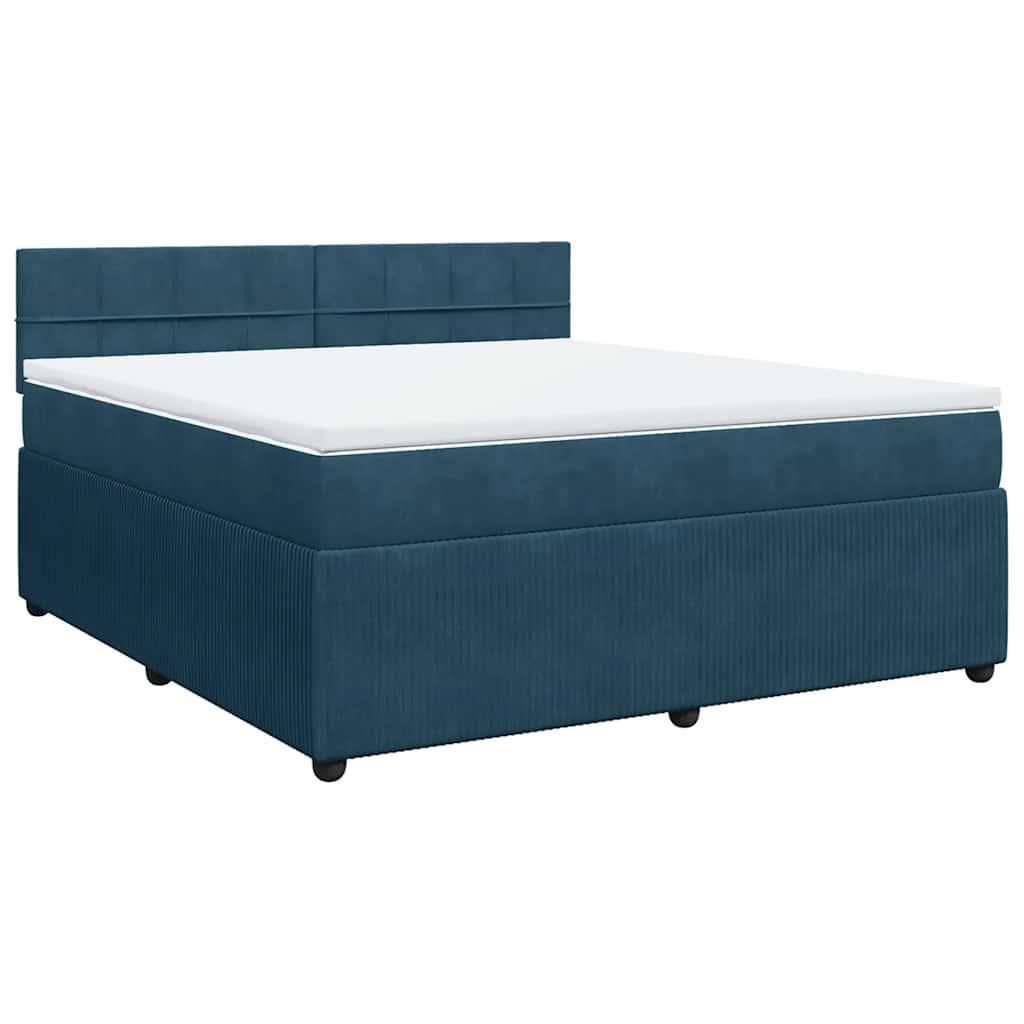vidaXL Boxspring met matras fluweel blauw 180x200 cm, foto 4