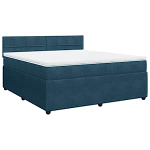 Box spring postel s matrací modrá 180 x 200 cm samet - obrázek 2