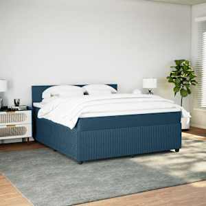 Box spring postel s matrací modrá 180 x 200 cm samet - obrázek 3