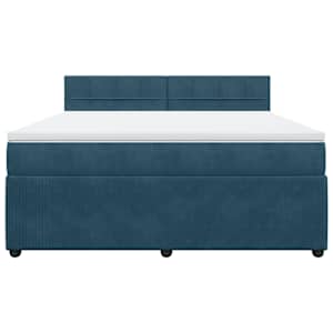 Box spring postel s matrací modrá 180 x 200 cm samet - obrázek 4