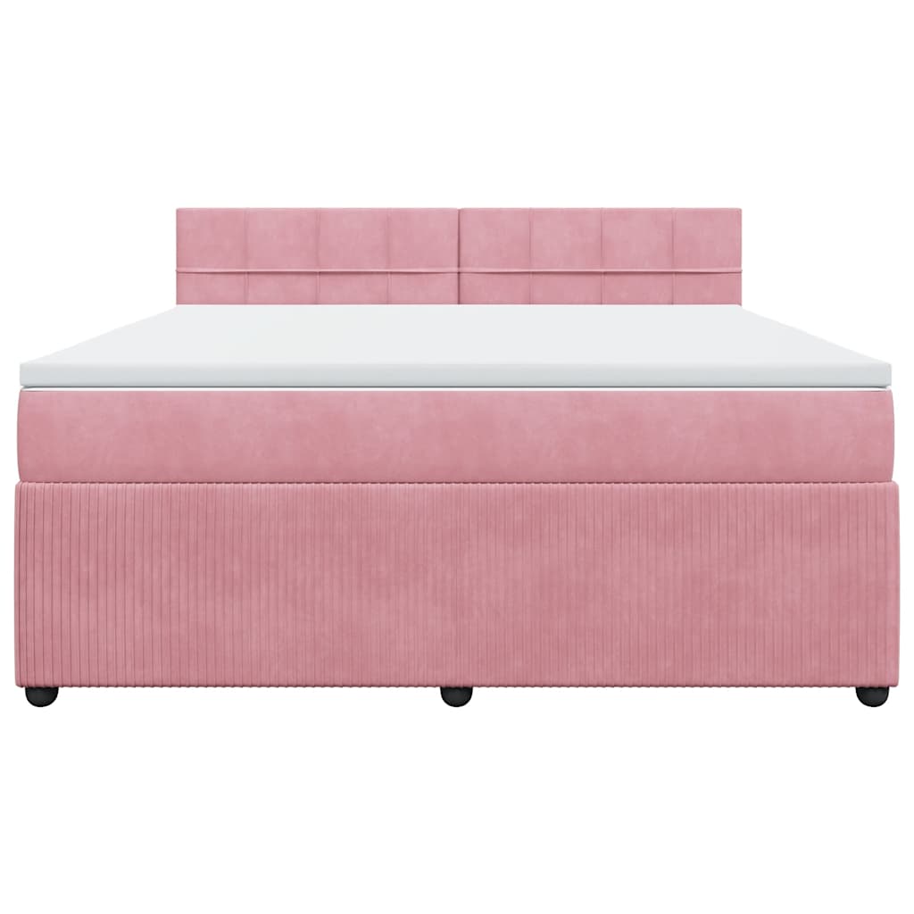 vidaXL Boxspring met matras fluweel roze 180x200 cm, foto 4