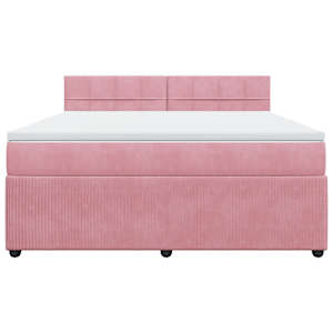 Box spring postel s matrací růžová 180x200 cm samet - obrázek 4