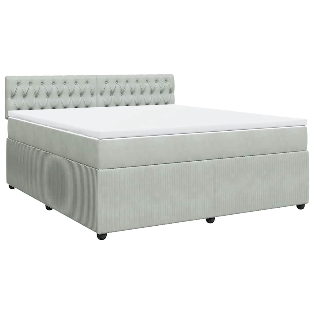 vidaXL Boxspring met matras fluweel lichtgrijs 180x200 cm grijs, foto 3