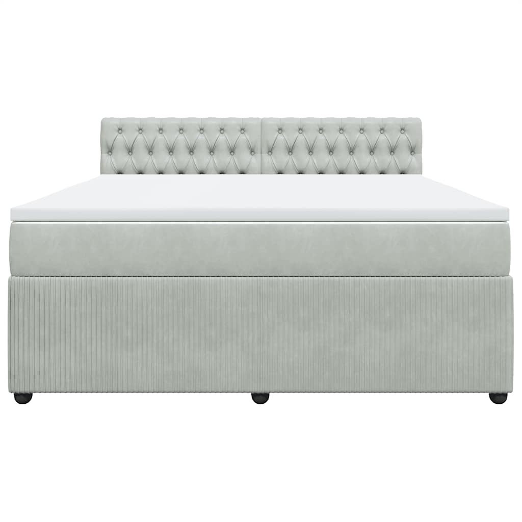 vidaXL Boxspring met matras fluweel lichtgrijs 180x200 cm grijs, foto 4
