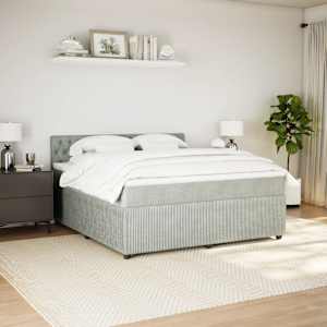 Box spring postel s matrací světle šedá 180x200 cm samet - obrázek 3