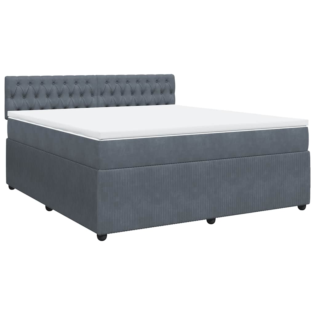 vidaXL Box spring postel s matrací tmavě šedá 180x200 cm samet