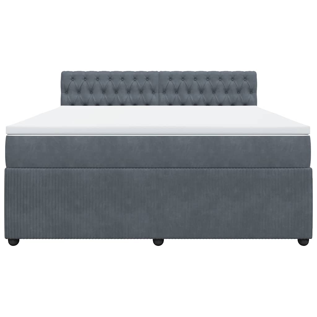 vidaXL Boxspring met matras fluweel donkergrijs 180x200 cm grijs, foto 4