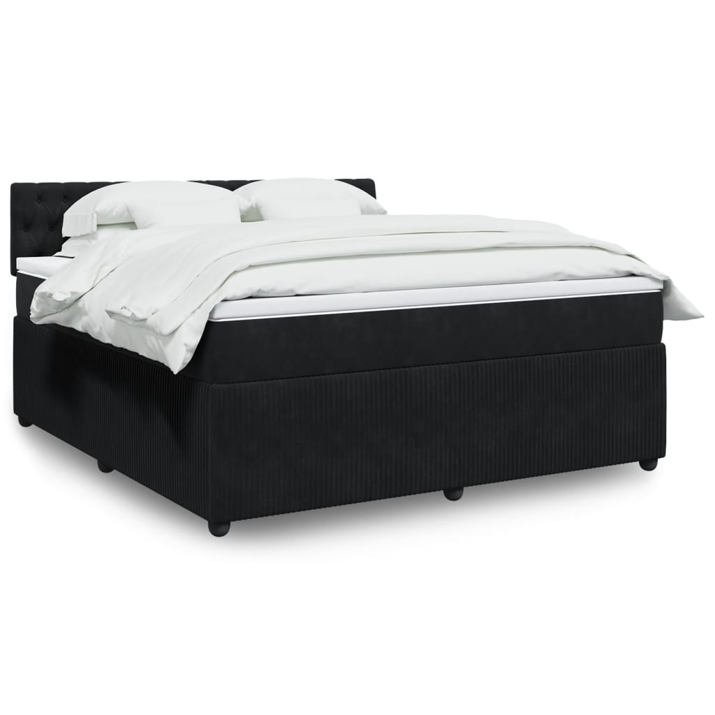 Boxspringbett mit Matratze Schwarz 180×200 cm Samt