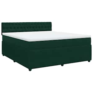 Box spring postel s matrací tmavě zelená 180x200 cm samet - obrázek 2