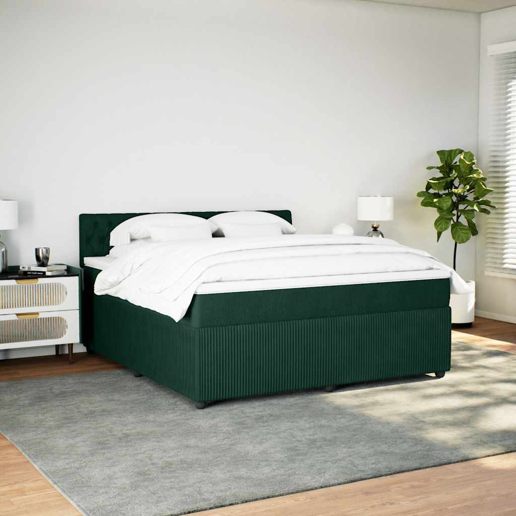 vidaXL Boxspring met matras fluweel donkergroen 180x200 cm groen, foto 2