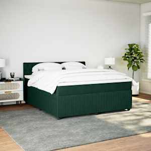 Box spring postel s matrací tmavě zelená 180x200 cm samet - obrázek 3