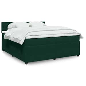 Box spring postelja z vzmetnico temno zelena 180x200 cm žamet